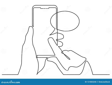 Continuous Line Drawing Of Hand Using Social Media Mobile App On Smart