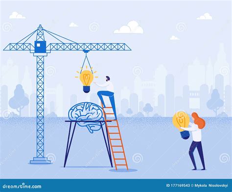 Brainstorm And Idea Building Metaphor Cartoon Stock Vector