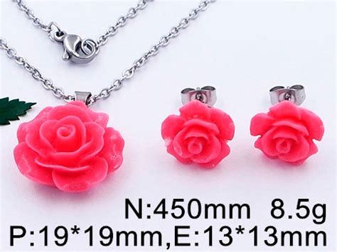 Set plateado dije y aretes rosa rosadas AzulTurquesa Joyería de Acero