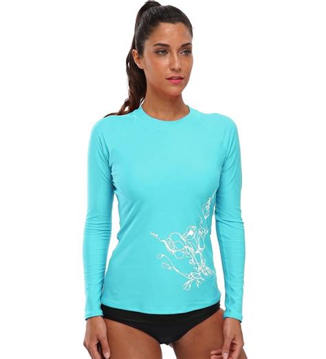 Womens Long Sleeve Rashguard Swimwear Upf 50 Rash Guard Athletic Tops