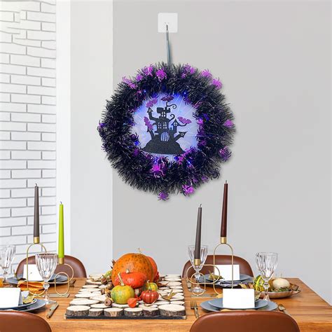 Ranliy Halloween Wreath Halloween Wreaths For Front Door With Led