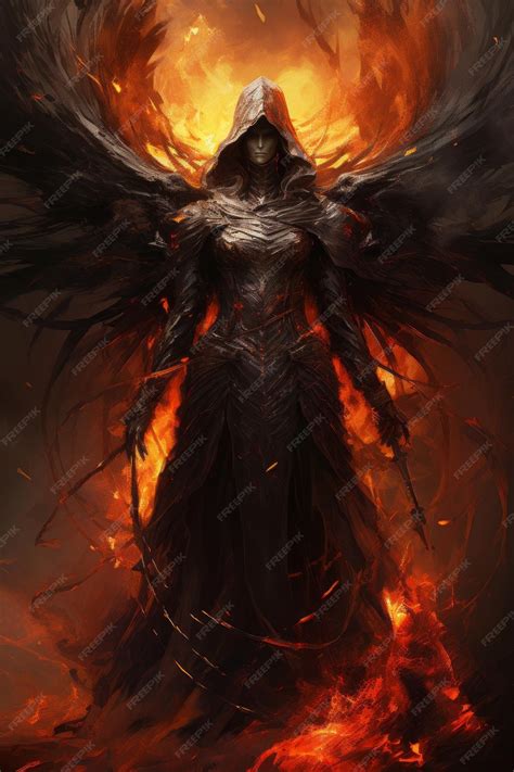 Premium Ai Image A Demonic Grim Reaper With Large Golden Wings