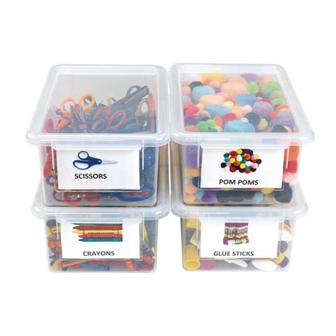 Clear Easy Label Bins With Lids Set Of