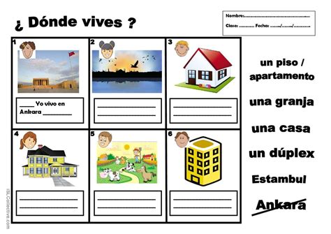 Donde Vives Espa Ol Ele Hojas De Trabajo Pdf Doc