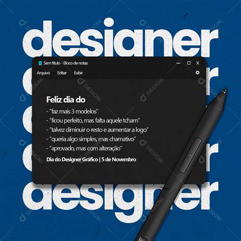 Social Media Feliz Dia Do Designer Gr Fico De Novembro Psd Edit Vel