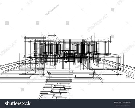 Modern House Architectural Drawing Vector Illustration Stock Vector ...