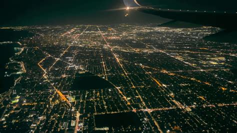 Aerial Night View of Chicago, A mesmerizing aerial view of Chicago at ...