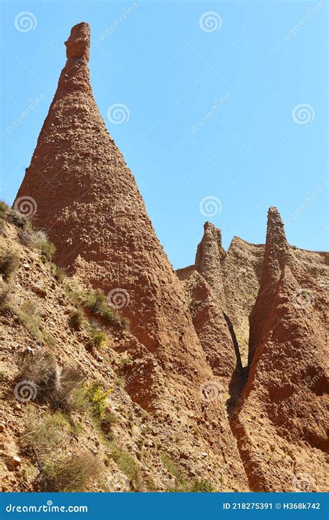 Badlands Chimney Eroded Landscape Las Carcavas Spain Stock Image