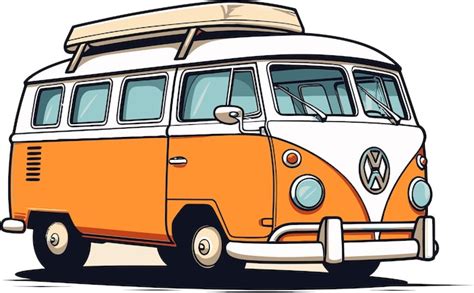 Een Tekening Van Een Bus Met Een VW Logo Erop Premium Vector