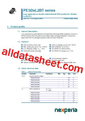 PESD15VL2BT Datasheet PDF Nexperia B V All Rights Reserved