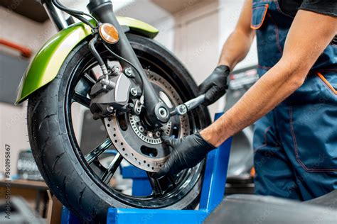 Repairing Motorcycle At The Workshop Stock Foto Adobe Stock