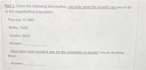 Solved Part 2 Given The Following Information Calculate