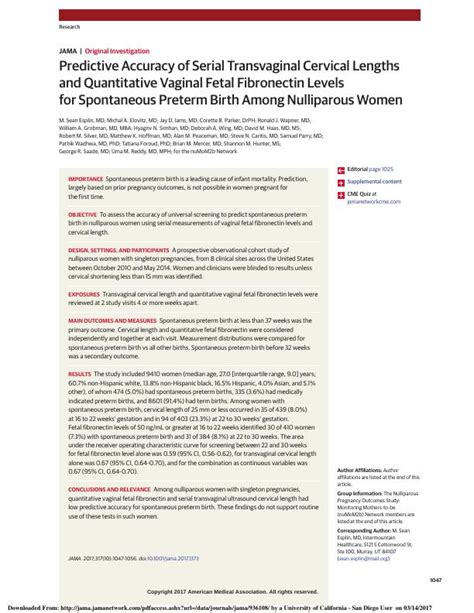 Predictive Accuracy Of Serial Transvaginal Cervical Lengths And