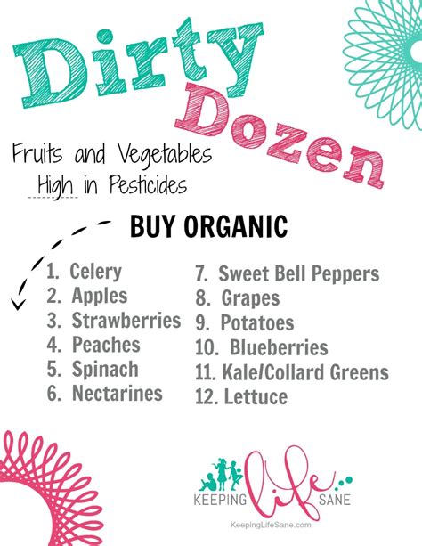 Dirty Dozen- Free Printable! - Keeping Life Sane