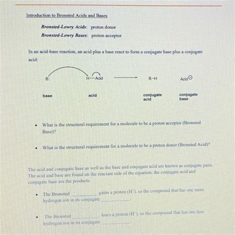 Solved Introduction To Bronsted Acids And Bases Chegg