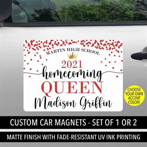 Homecoming Queen Car Sign Homecoming Parade Car Magnet Etsy