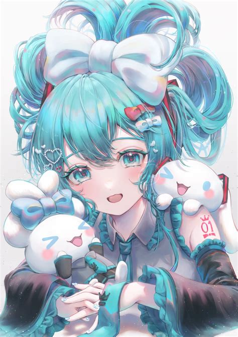 Hatsune Miku Cinnamiku And Cinnamoroll Vocaloid And 1 More Drawn By