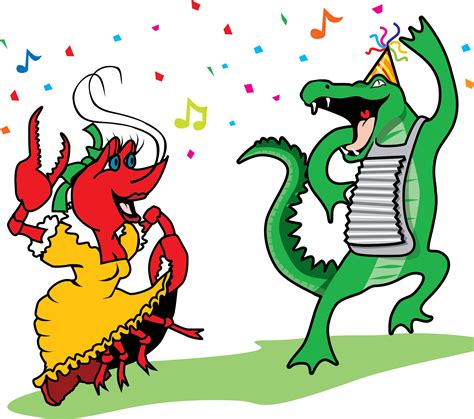 Dancing Crawfish And Gator Graphic Mardi Gras Crawfish Clip Art Library