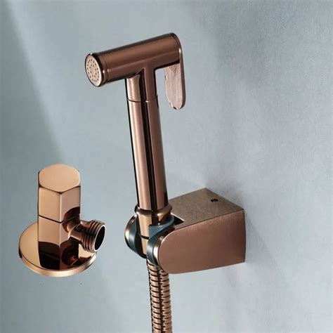 Afralia Brushed Gold Bidet Sprayer Kit With Copper Valve Set And