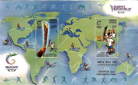 My Stamps Of India 2010 Queen S Baton Relay XIX COMMONWEALTH GAMES