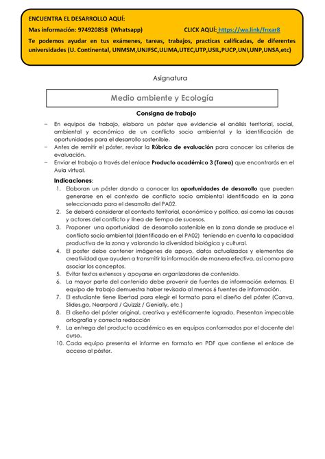 PA03 2023 20B Medio ambiente y Ecología Producto Académico Nro 03