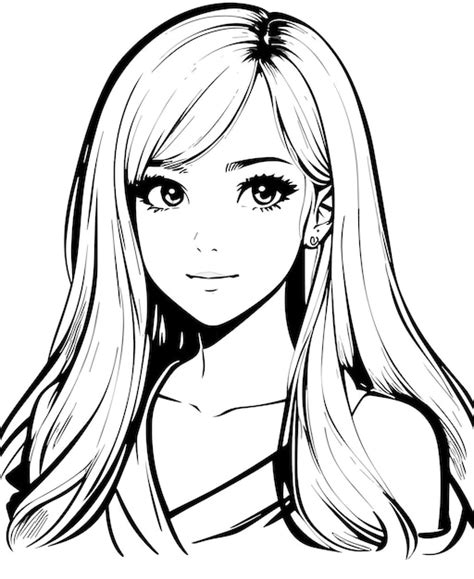 Premium Vector Black And White Cute Female Sketch Art Anime Style Artwork