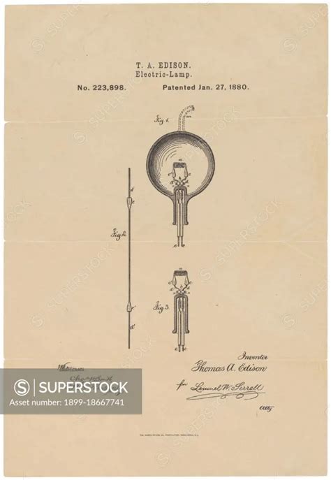 This Is The Printed Patent Drawing For The Incandescent Light Bulb