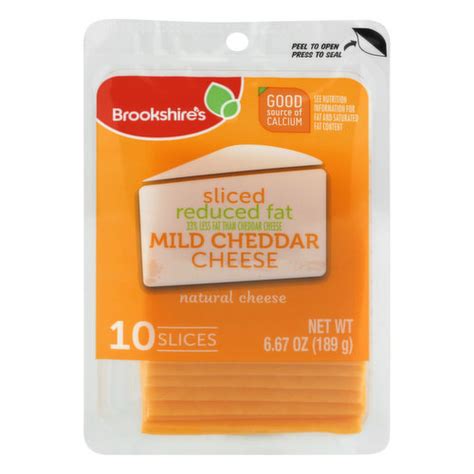 Brookshire S Cheese Reduced Fat Mild Cheddar Sliced Fresh By