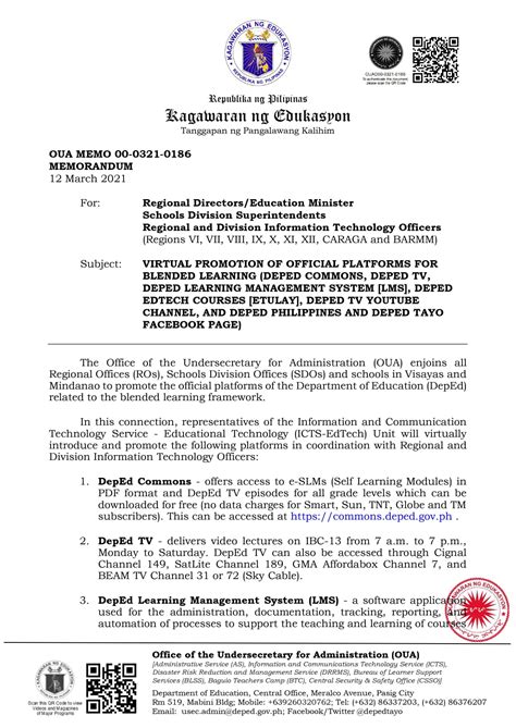 Sample DepEd Memorandum