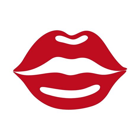 Red Female Lips Isolated On A White Background Design For Valentines