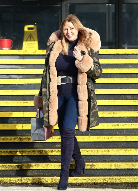 Carol Vorderman in a Camo Parka Leaves the BBC Radio Wales Studios In ...