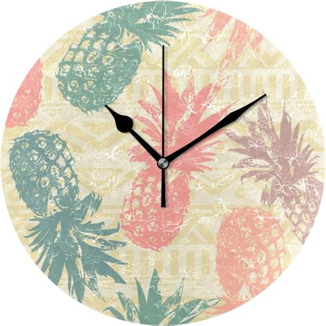 Gzhjmy Round Digital Clock Retro Pineapple Pattern Creative Decorative