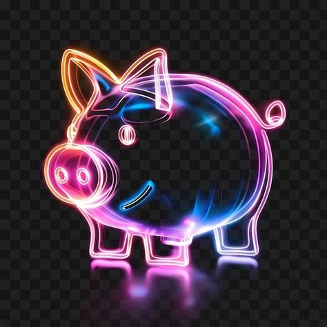 Premium PSD Psd Transparent Neon Pulsating Glass Piggy Bank Icon With