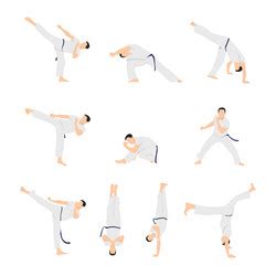 Capoeira Fighting Silhouette Vector Images (98)