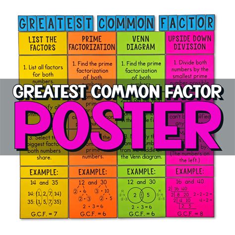 My Math Resources - Greatest Common Factor Poster – Math Classroom Decor Printable Math Games ...