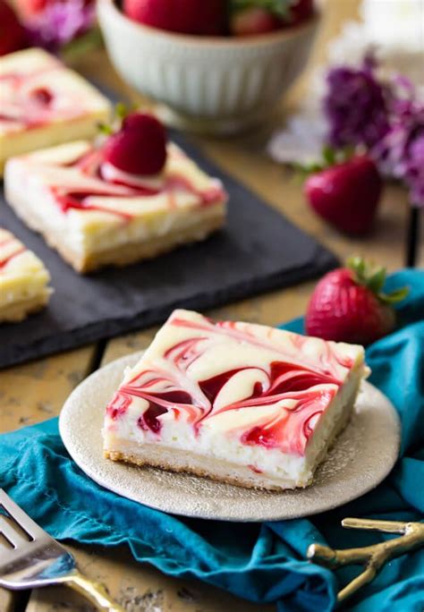 Berry Swirl Cheesecake Bars A Strawberry Swirled Lemon Cheesecake On A