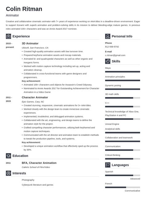 Animator Resume Example Writing Guide 20 Tips