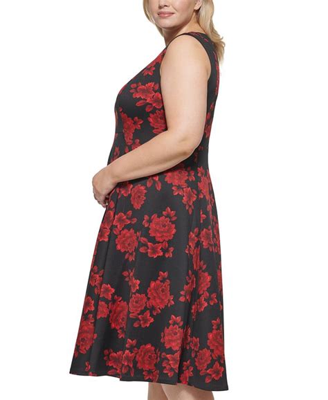 Calvin Klein Plus Size Floral Print Fit And Flare Dress Macys