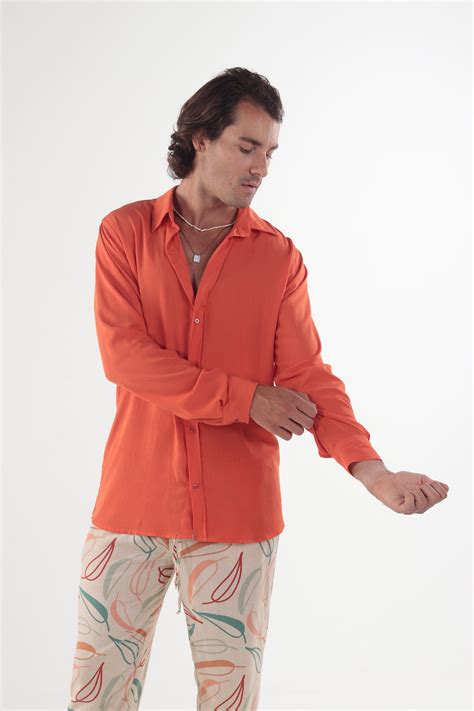 Camisa Viscolinho Orange Manga Longa Afo Brand