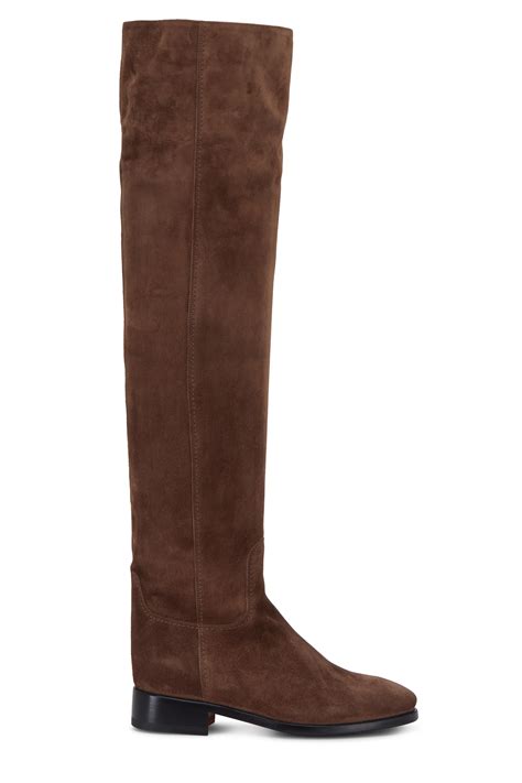 Santoni Hermione Brown Suede Over The Knee Boot