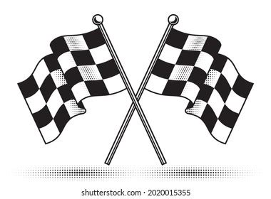 Vector Two Crossed Checkered Flags Black Stock Vector Royalty Free