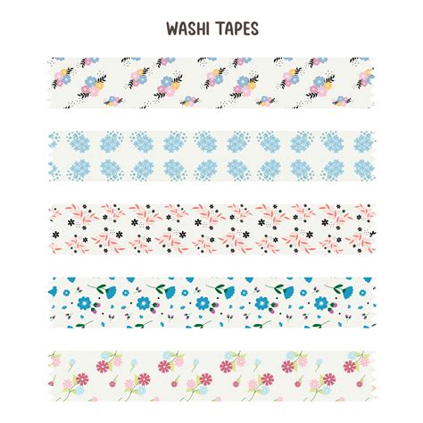 Set Of A Decorative Washi Tape Vector Illustration Of Blue Pattern