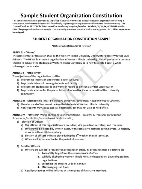 Sample Constitution Bylaws Pdf Constitutional Amendment By Law