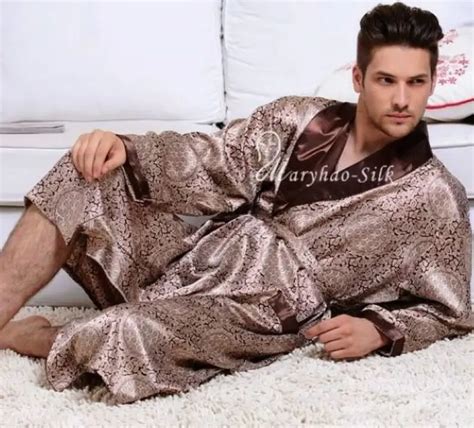 Mens Silk Satin Pajamas Pajama Pyjamas Pjs Sleepwear Robe Nightgown U S