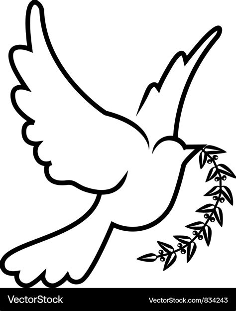 Symbol of dove olive branch Royalty Free Vector Image