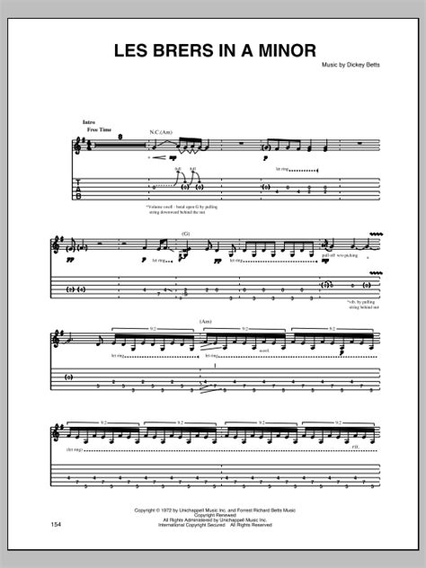 Allman Brothers Band Les Brers In A Minor Sheet Music For Guitar Tab