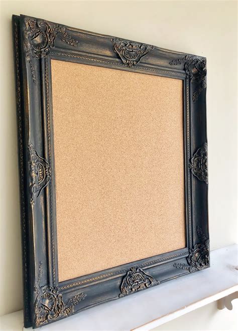 Framed Cork Board 22x26 Black Framed Cork Board Distressed Wood Ornate