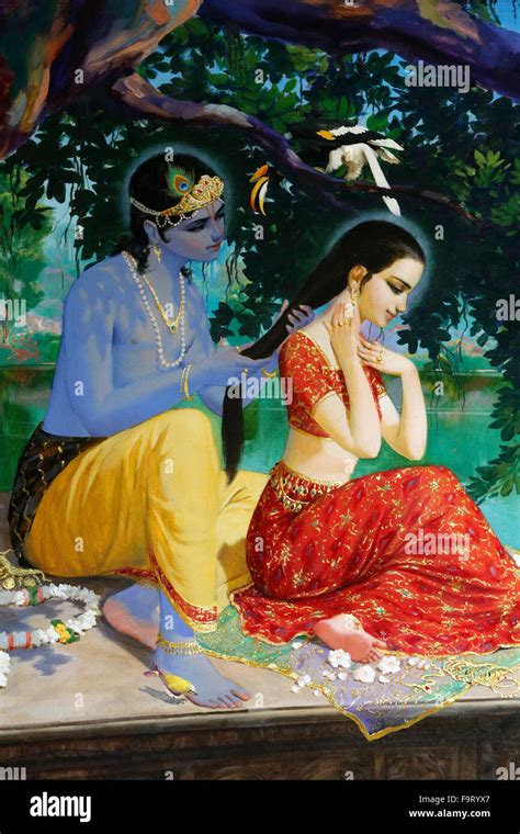 Religious painting at ISKCON : Krishna and Radha Stock Photo - Alamy