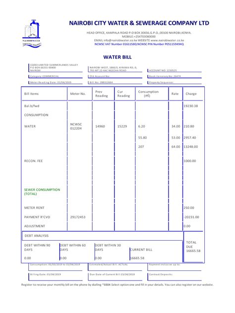 Nairobi City Water And Sewerage Company Ltd Pdf Water Supply