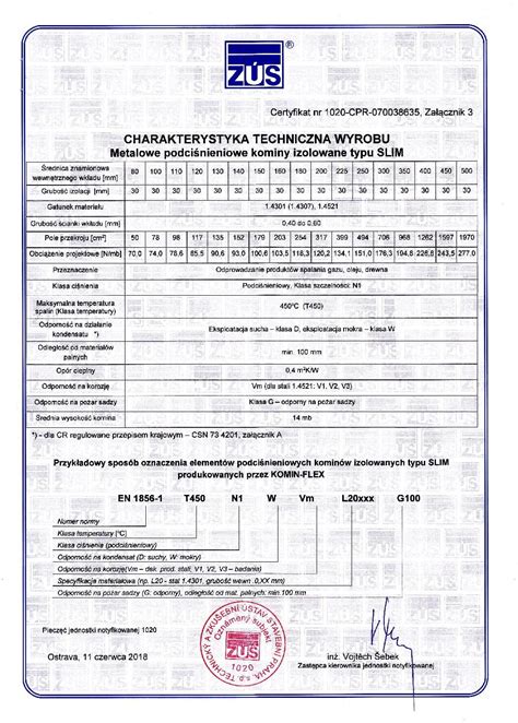Certyfikaty I Deklaracje Kominflex Kominy Stalowe Kominy Zewn Trzne